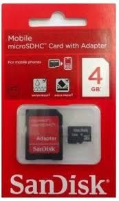 CARTÃO DE MEMÓRIA MICRO SD 4GB + ADAPTADOR ORIGINAIS SANDISK